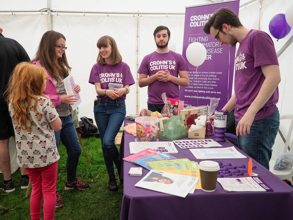 Crohn’s and Colitis UK stall at Knowsley Flower Show knitwear stall at Knowsley flower Show 2018